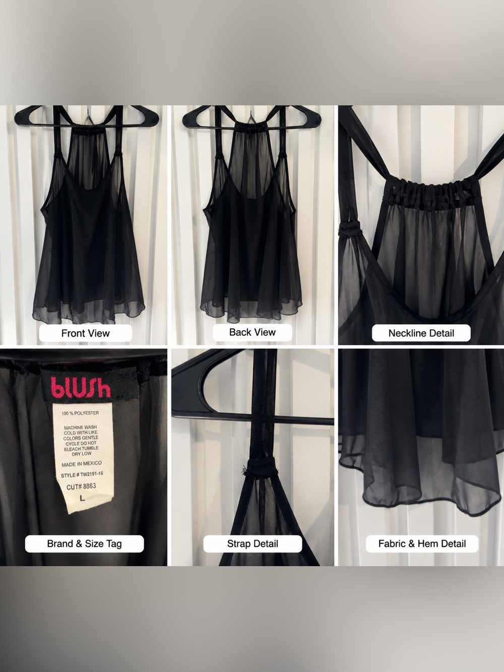 Blush Black Sheer Double-Strap Camisole